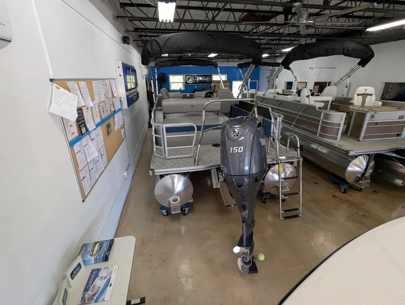 Slide: The Image of Carpeted interior of 2025 Trifecta 22UL LE T boat, featuring modern design elements. - 22