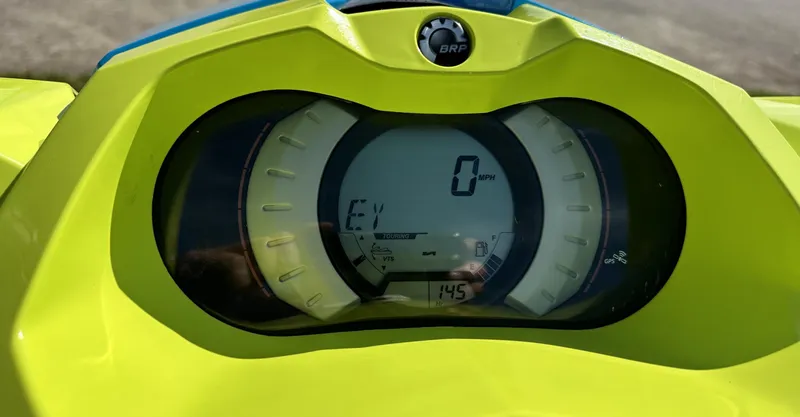 Slide: The Image of Dashboard of a 2015 Sea-Doo GTI SE 130, displaying speedometer and digital readout. - 9