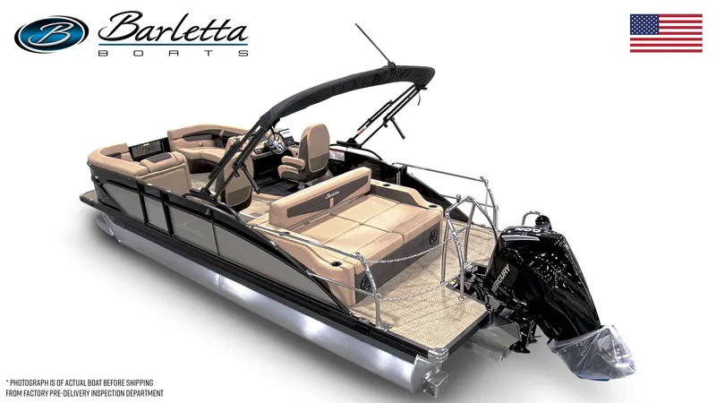 Slide: The Image of 2024 Barletta Cabrio C22UC pontoon boat with sleek design and comfortable seating. - 6