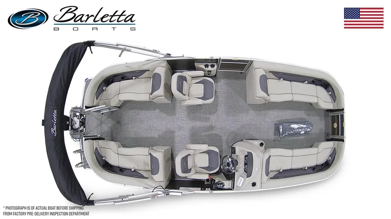Slide: The Image of 2024 Barletta Aria A24QC pontoon boat, top view, spacious seating, elegant design. - 7