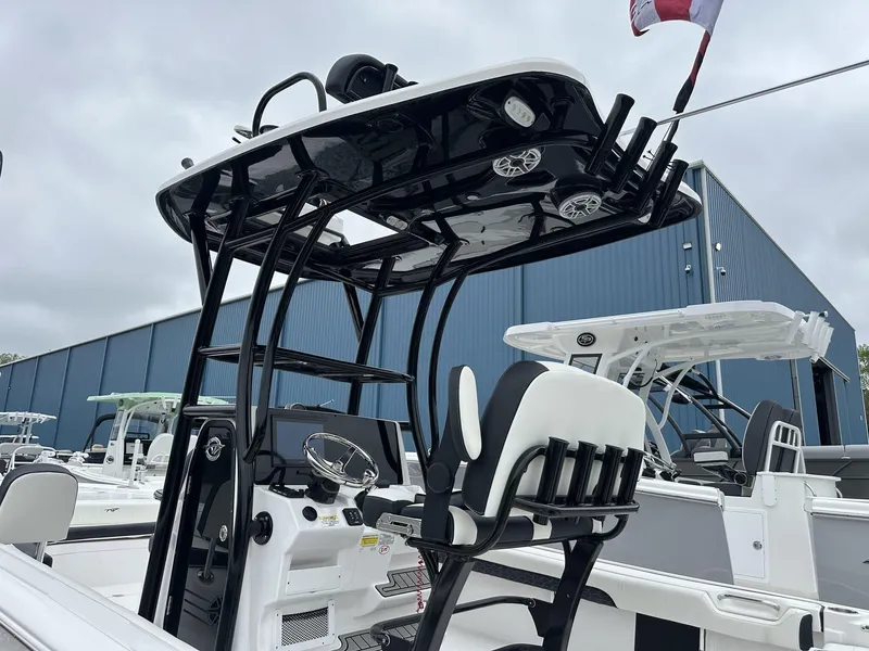 Slide: The Image of 2025 Tidewater 2500 Carolina Bay boat with second station, featuring sleek design and modern equipment. - 11