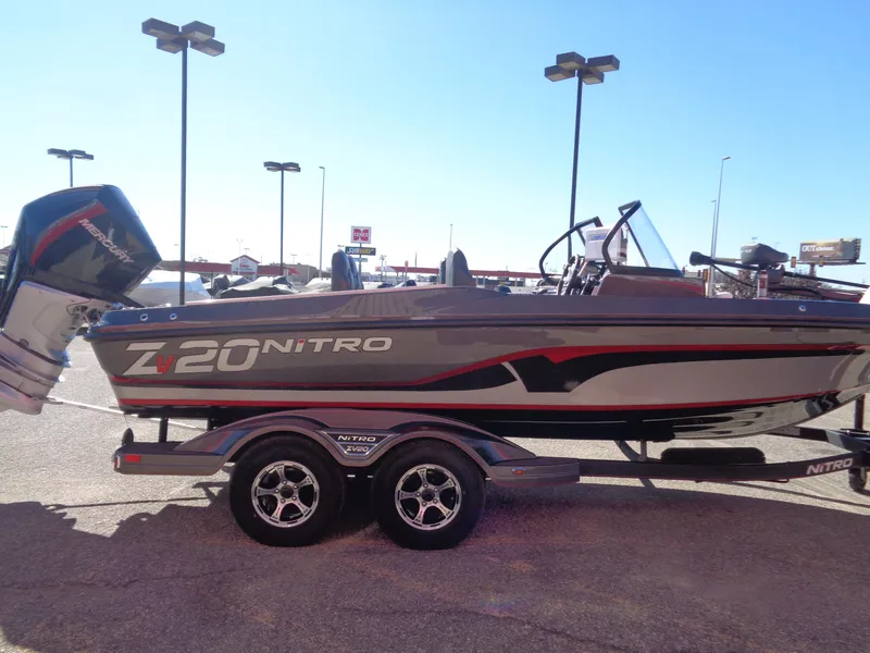 Slide: The Image of 2024 Nitro ZV20 Pro boat on trailer in parking lot. - 4
