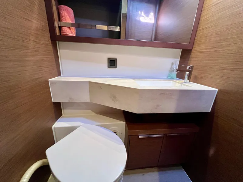 Slide: The Image of Modern bathroom in 2022 Lagoon 46 yacht with sleek sink and storage. - 28