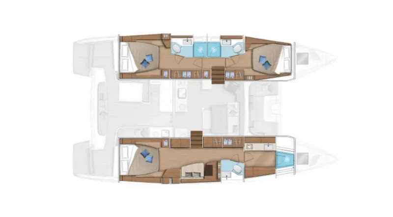 Slide: The Image of Floor plan of 2022 Lagoon 46 catamaran, featuring spacious cabins and modern amenities. - 37