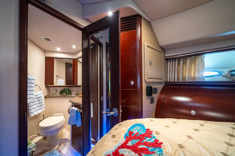 Slide: The Image of Luxurious 2006 Sea Ray 58 Sedan Bridge yacht interior with bathroom and bedroom. - 47