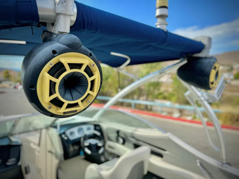 Slide: The Image of Close-up of 2008 Sea Ray 230 Select Fission boat speakers and interior. - 16