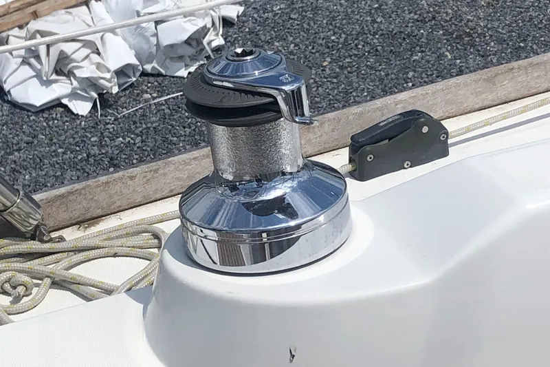 Slide: The Image of Close-up of a winch on a 2008 Beneteau Oceanis 37 sailboat. - 32