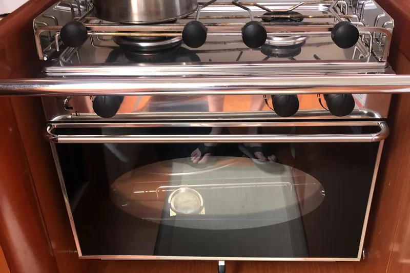 Slide: The Image of Stainless steel stove and oven in 2008 Beneteau Oceanis 37 yacht kitchen. - 42