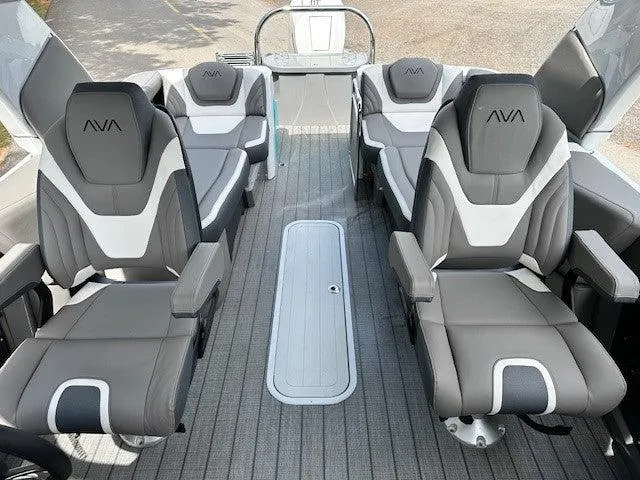 Slide: The Image of 2024 Avalon Quad Lounge Windshield interior with luxurious seating and modern design. - 6