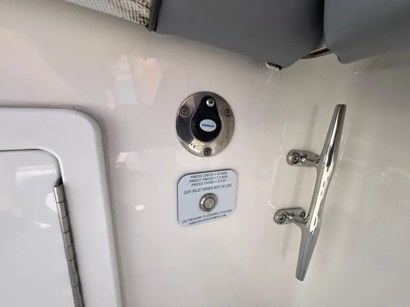 Slide: The Image of 2019 Regulator 41 boat detail with cleat and control panel. - 25