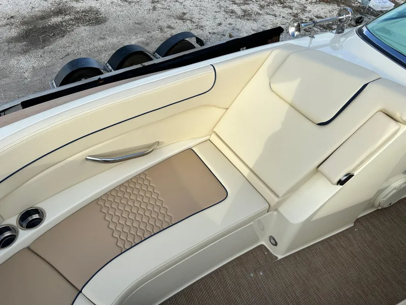 Slide: The Image of 2025 Chris-Craft Launch 28 GT interior with beige seating and elegant design. - 22