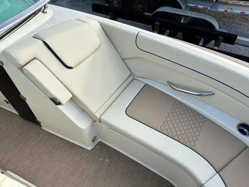 Slide: The Image of 2025 Chris-Craft Launch 28 GT boat interior with luxurious seating and elegant design. - 25