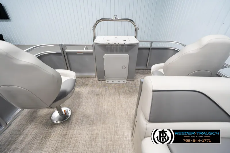 Slide: The Image of Interior of 2025 Avalon VEN RF boat with seating and control panel. - 15