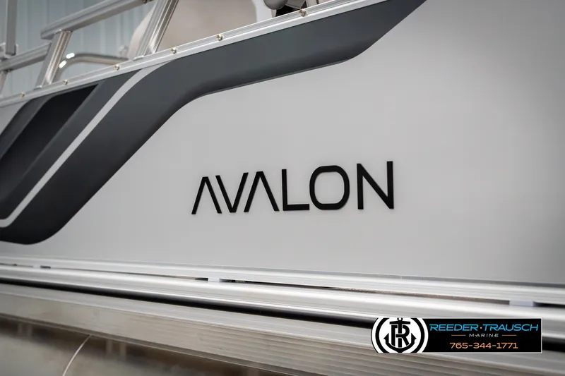 Slide: The Image of 2025 Avalon VEN RF boat with sleek design and branding. - 46