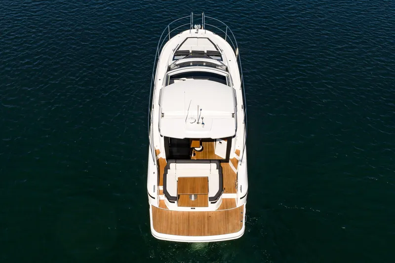 Slide: The Image of Aerial view of 2024 Bavaria SR41 yacht on open water. - 28