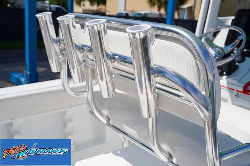 Slide: The Image of 2025 Sea Hunt Ultra 219 boat with stainless steel rod holders. - 45