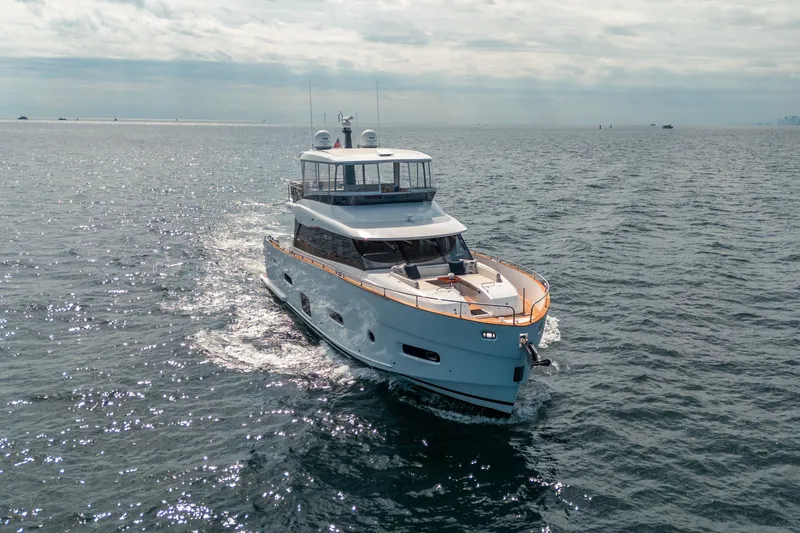 Slide: The Image of Azimut Magellano 66 yacht cruising on open sea, 2018 model. - 4