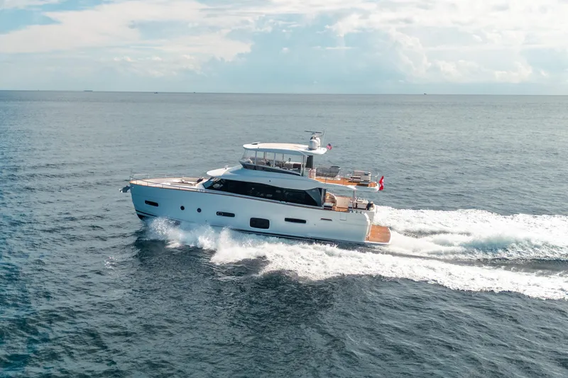 Slide: The Image of Azimut Magellano 66 yacht cruising on open sea, 2018 model. - 5