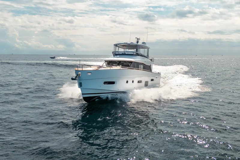 Slide: The Image of Azimut Magellano 66 yacht cruising on open sea, 2018 model. - 6