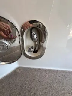 Slide: The Image of 2016 Sea Ray 350 Sundancer fuel cap and handle detail. - 12