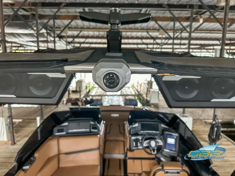 Slide: The Image of 2024 Supra SE boat interior with advanced audio system and sleek design. - 22