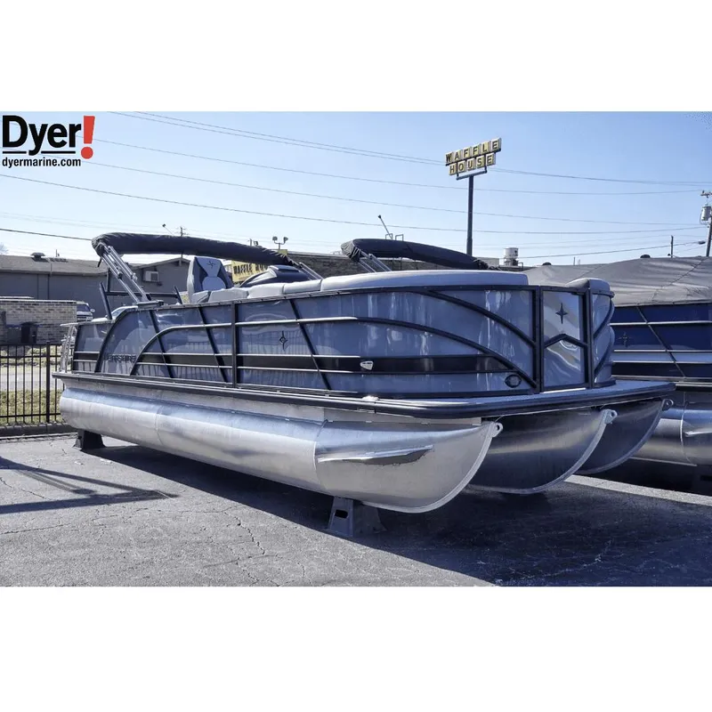The Image of 2024 Berkshire 23SBE STS3-93 pontoon boat displayed at Dyer Marine dealership. - 0