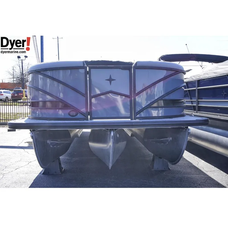 Slide: The Image of 2024 Berkshire 23SBE STS3-93 pontoon boat at Dyer Marine dealership. - 1