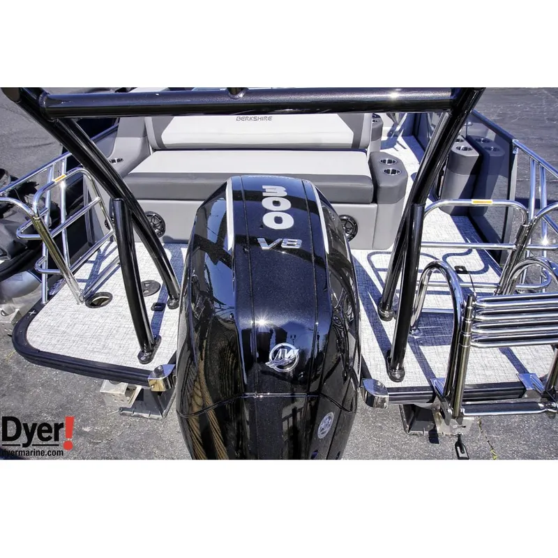Slide: The Image of 2024 Berkshire 23SBE STS3-93 boat with 300 V8 engine, rear view. - 4