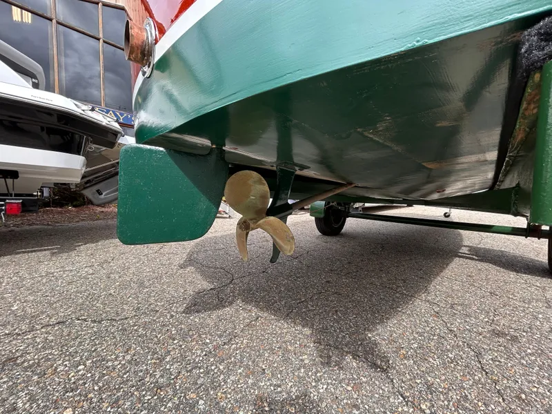 Slide: The Image of 1953 Chris-Craft 22 Sportsman boat propeller and rudder detail. - 36