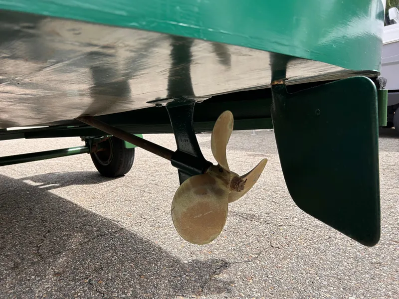 Slide: The Image of 1953 Chris-Craft 22 Sportsman boat propeller and rudder detail. - 37