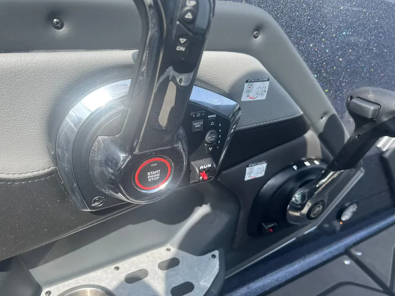 Slide: The Image of Control panel of 2025 Lund 202 Pro-V GL boat with start/stop button. - 30