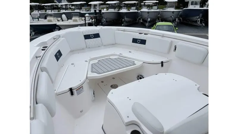 Slide: The Image of 2025 Sea Fox 288 Commander boat interior with spacious seating and modern design. - 14