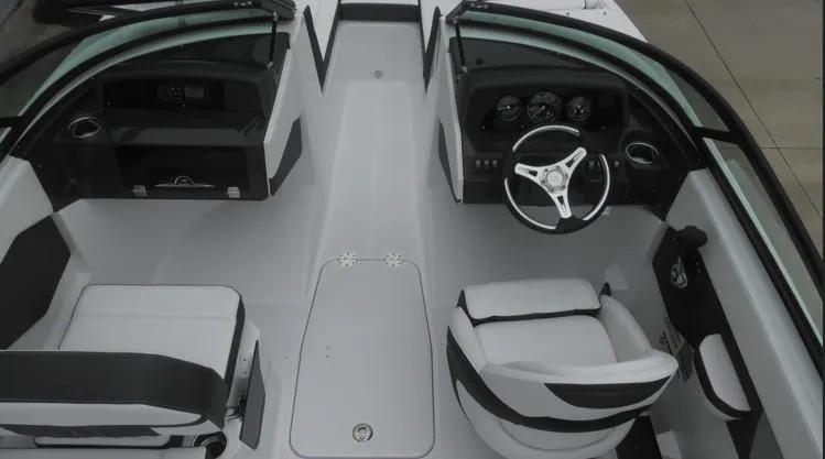 Slide: The Image of 2025 Monterey M-205 boat interior with sleek design and modern dashboard. - 2