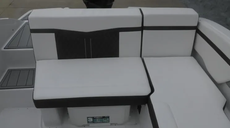 Slide: The Image of White and black seating on 2025 Monterey M-205 boat. - 5