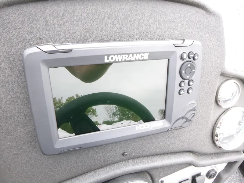 Slide: The Image of Lowrance Hook fish finder on 2024 Ranger RT188 boat dashboard. - 9