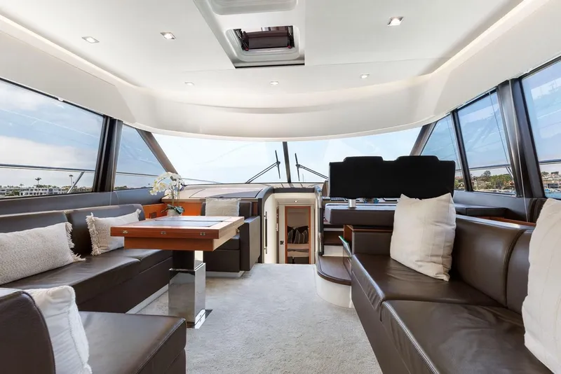 Slide: The Image of Luxurious interior of 2016 Prestige 550 yacht with leather seating and modern design. - 19