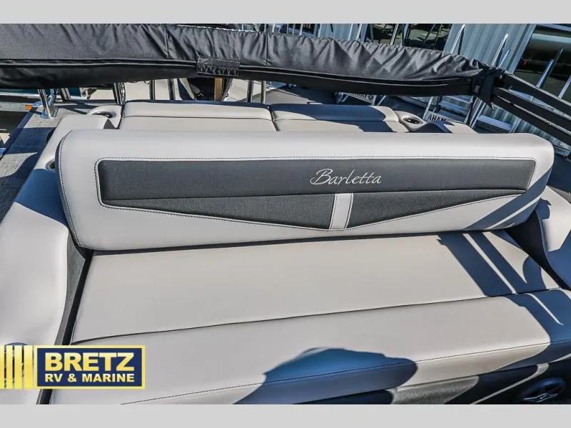 Slide: The Image of 2025 Cabrio Ultra-Lounge C24UC boat seat with Barletta branding at Bretz RV & Marine. - 14