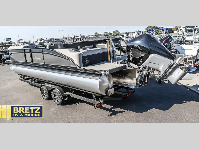 Slide: The Image of 2025 Cabrio Ultra-Lounge C24UC pontoon boat on trailer at Bretz RV & Marine. - 5