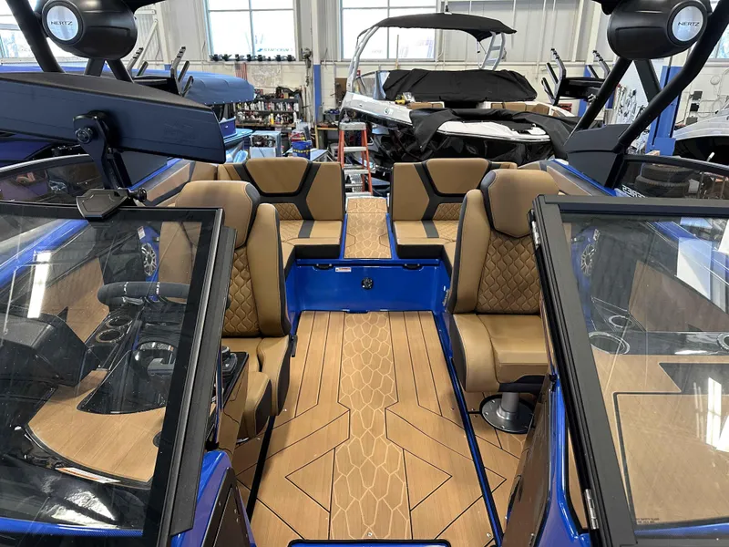 Slide: The Image of Interior of 2025 Yamaha Boats 222XE, featuring luxurious seating and modern design. - 15