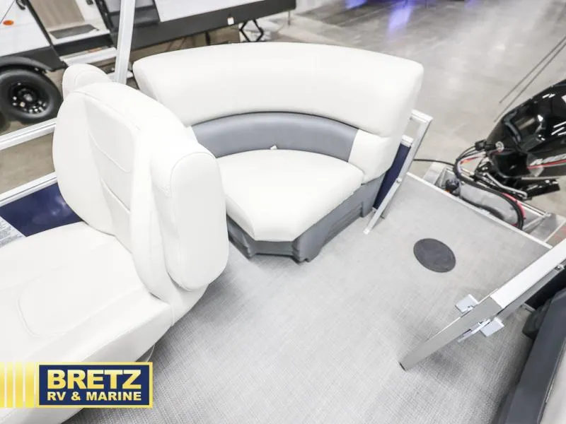 Slide: The Image of 2025 Vista Fish 18 boat interior with cushioned seating, displayed at Bretz RV & Marine. - 16