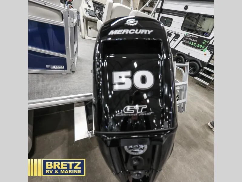 Slide: The Image of Mercury 50 HP outboard motor on Vista Fish 18, 2025 model at Bretz RV & Marine. - 23