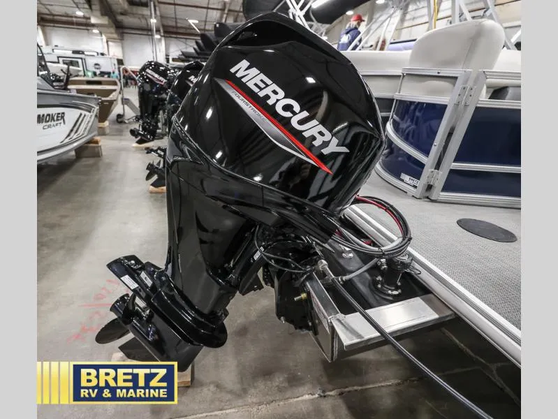 Slide: The Image of Mercury outboard motor on a 2025 Vista Fish 18 boat at Bretz RV & Marine showroom. - 24