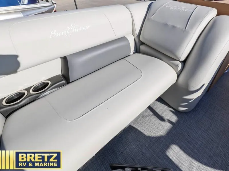 Slide: The Image of Vista Fish 18 boat interior with SunChaser seating and cup holders, 2025 model. - 11