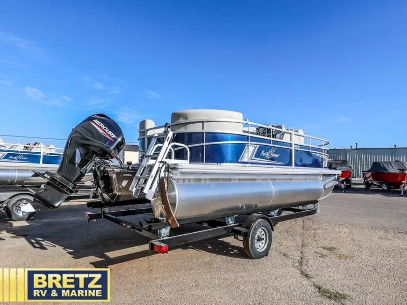 Slide: The Image of 2025 Vista Fish 18 pontoon boat on trailer at Bretz RV & Marine dealership. - 8