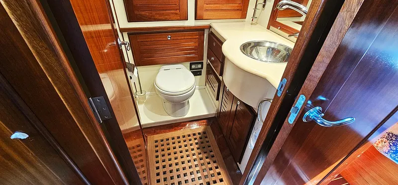 Slide: The Image of Interior view of Menorquin 120 yacht bathroom, year 2003. - 27