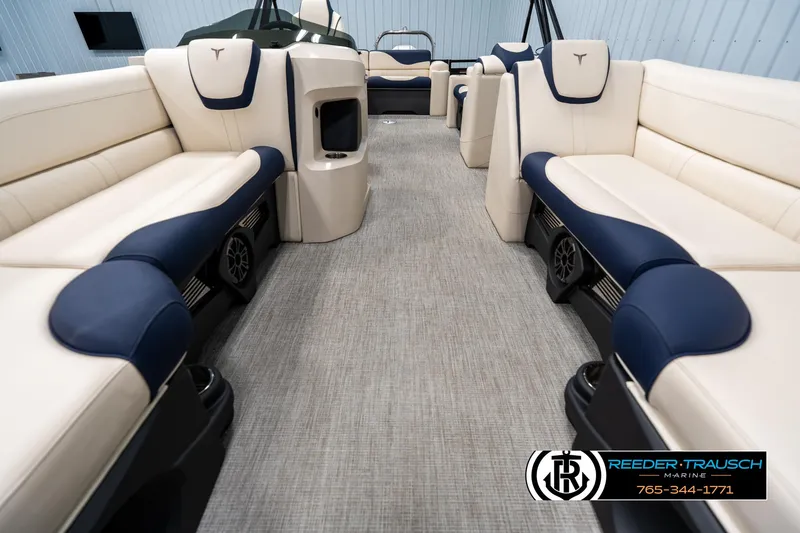 Slide: The Image of Luxurious interior of 2025 Tahoe LTZ EL boat with plush seating and modern design. - 12