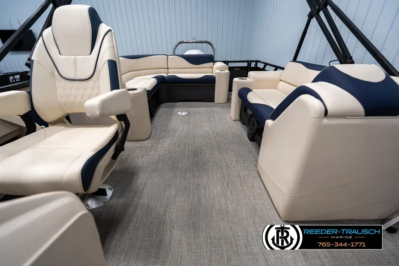 Slide: The Image of Luxurious interior of 2025 Tahoe LTZ EL boat with plush seating and modern design. - 13