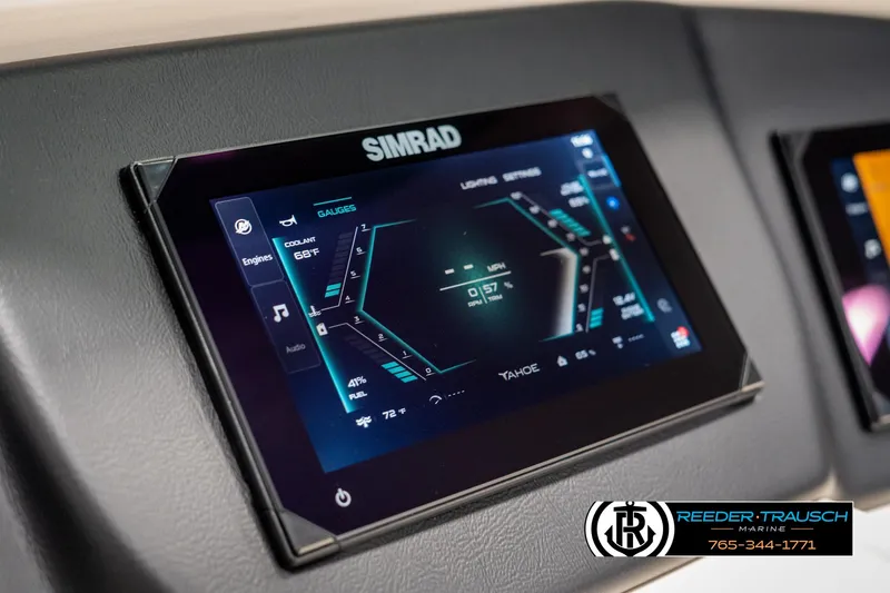 Slide: The Image of Simrad display on 2025 Tahoe LTZ EL dashboard, showing engine gauges and controls. - 30