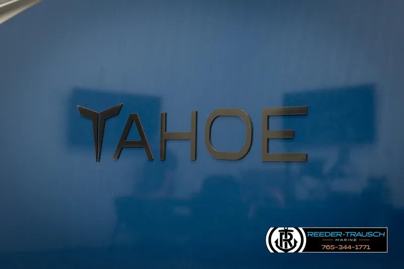 Slide: The Image of 2025 Tahoe LTZ EL logo on blue background, Reeder-Trausch Marine branding. - 47