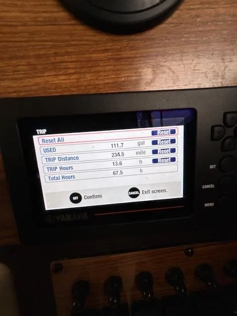 Slide: The Image of Dashboard of 2023 Ranger Tugs R23 showing trip data and fuel usage. - 14